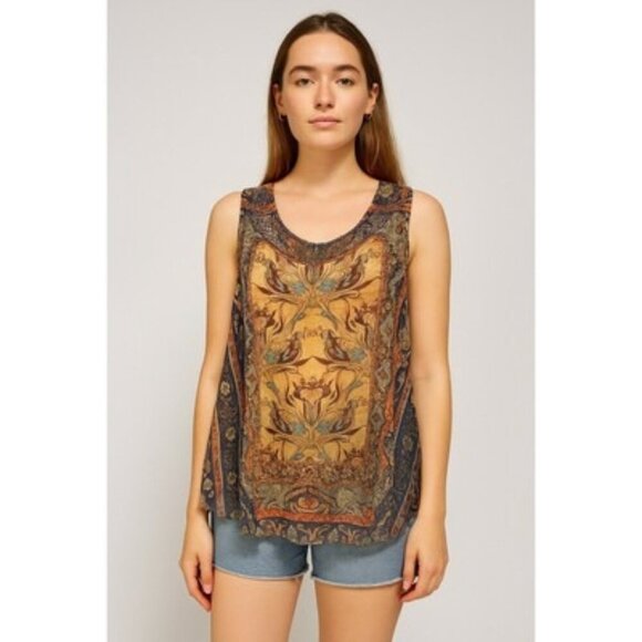 OneWorld Live And Let Live Womens Sleeveless Top 1X Multicolor Paisley Print - Picture 1 of 7